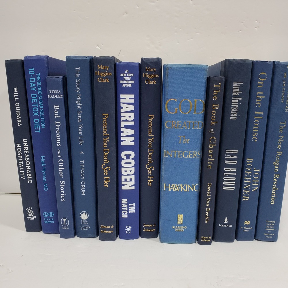 Interior Styling Shelf Filler Decoration Book Set Blue Hardcover Lot of 12